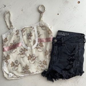 [ GAP Floral Silk and Lace Cream Camisole ] small